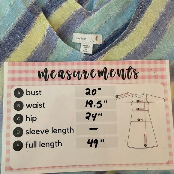 J Jill Love Linen Petite‎ M Striped Linen Maxi Dress Summer Coastal Casual Lined - Picture 14 of 14